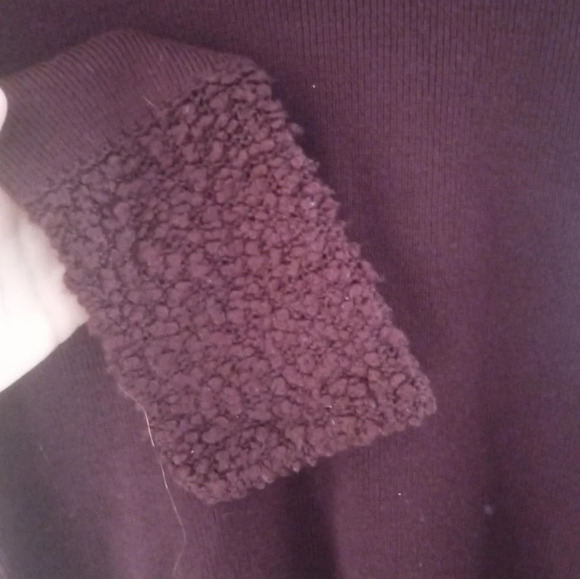 Dana Buchman Women Boucle Knit Collar & Cuff Burgundy Merino Wool Sweater Small - Picture 5 of 5